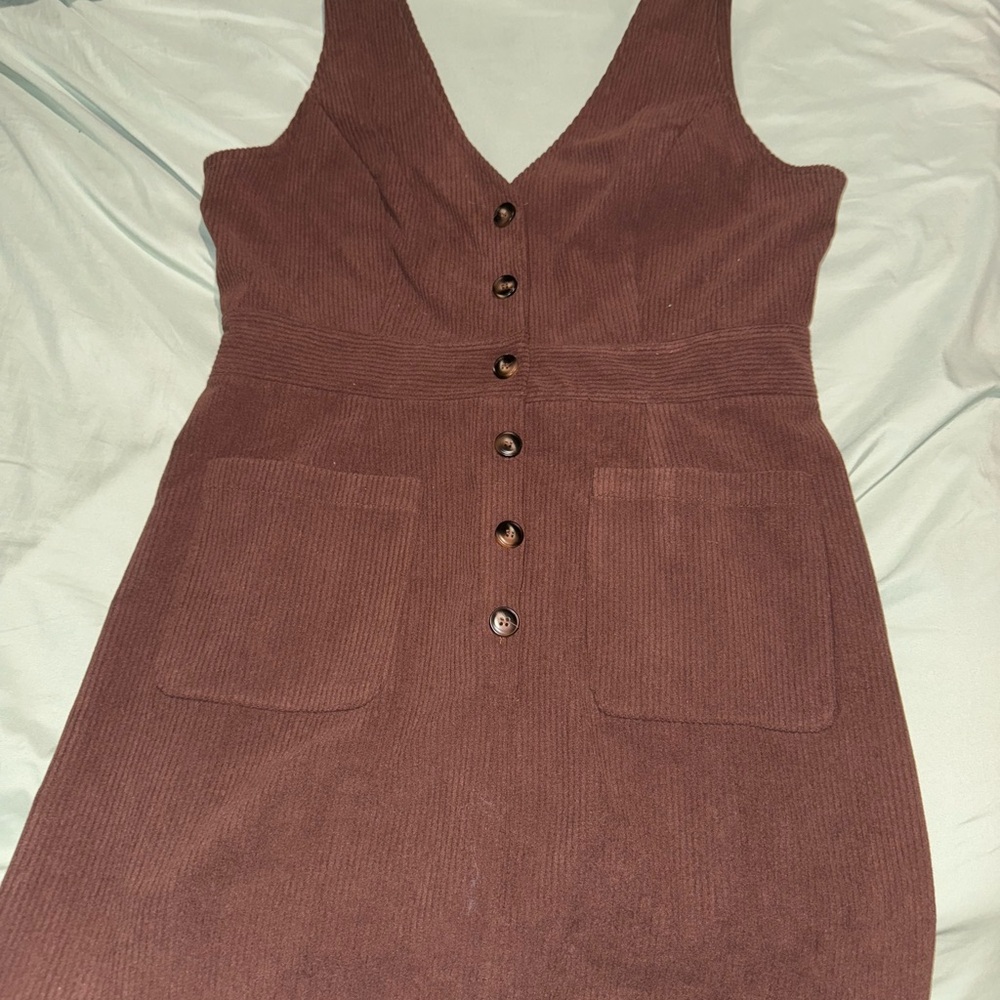 Discovery Brown Buttoned Mini Dress